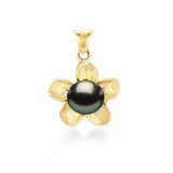 14K Tahitian Pearl Pendant Plumeria
