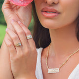 14K Hawaiian Diamond Ring - Plumeria Petite Side Band