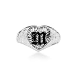 Sterling Silver Hawaiian Initial Ring -  10mm Heart