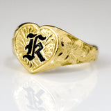 14K Hawaiian Initial Ring -  Heart 10mm