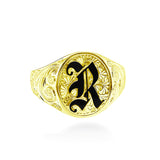 14K Hawaiian Initial Men's Ring -  Oval