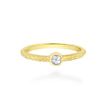 14K Hawaiian Diamond Ring - Maile Bezel