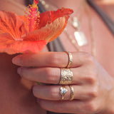 14K Hawaiian Diamond Ring - 4mm