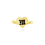 14K Hawaiian Initial Ring - Split Heart