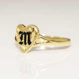 14K Hawaiian Initial Ring - Split Heart
