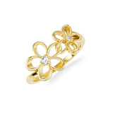 14K Plumeria Ring - Open Double Flower Diamonds