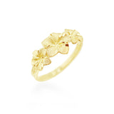 14K Plumeria Ring - Icicle 3 Flower 8mm