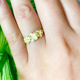 14K Plumeria Ring - Icicle 3 Flower 8mm