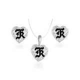 Sterling Silver Hawaiian Heart Initial Set - 9mm