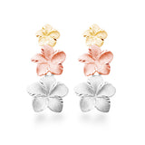 14K Plumeria Earrings - Anuenue 3 Flower (Lrg)