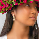 14K Plumeria Earrings - Icicle 3 Flower (Lrg)