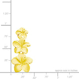 14K Plumeria Earrings - Icicle 3 Flower  (Med)