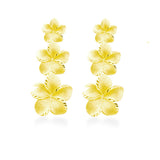 14K Plumeria Earrings - Icicle 3 Flower (Lrg)