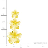 14K Plumeria Earrings - Icicle 3 Flower (Lrg)