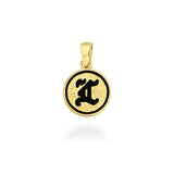 14K Hawaiian Initial Pendant - Round 12mm Borders
