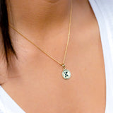 14K Hawaiian Initial Pendant - Round 12mm Borders