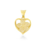 14K Plumeria Pendant - Royal Heart