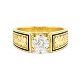 14K Hawaiian Diamond Ring - Plumeria Grande Borders
