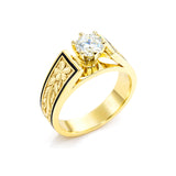 14K Hawaiian Diamond Ring - Plumeria Grande Borders